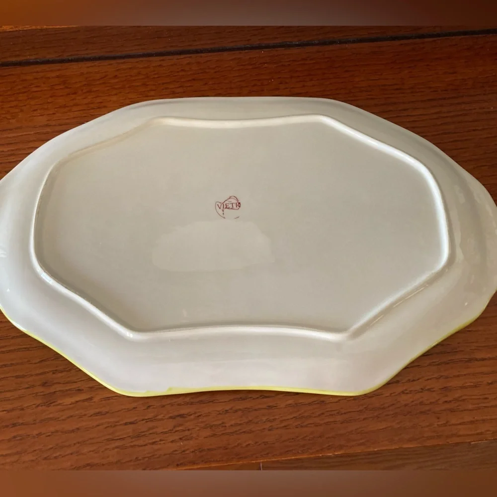 Vintage‎ Vietri Italy Hand Painted Serving Tray Water Garden